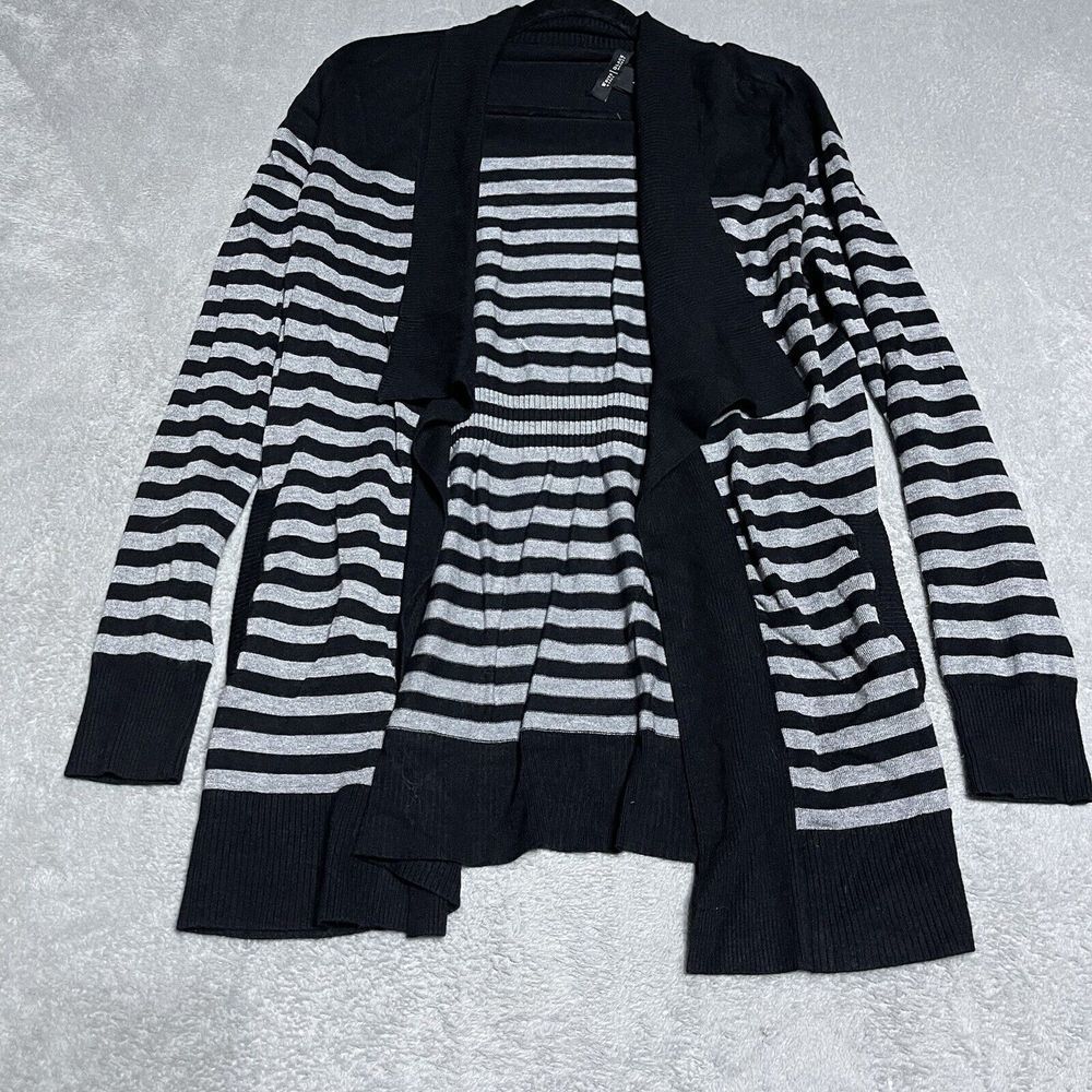 White‎ House Black Market Sweater Womens Medium Open Front Cardigan Black Grey